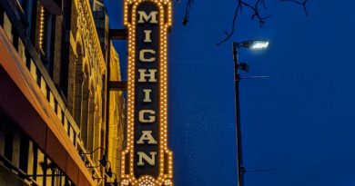 The marquee of The Michigan Theater, downtown Ann Arbor