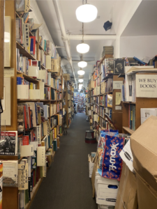 Image of an aisle of books at Dawn Treader bookstore, Ann Arbor